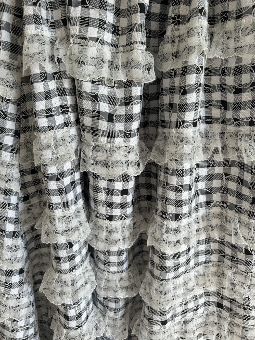 AUREUM White and Black Gingham Ruffled Maxi Dress - Picture 3 of 4